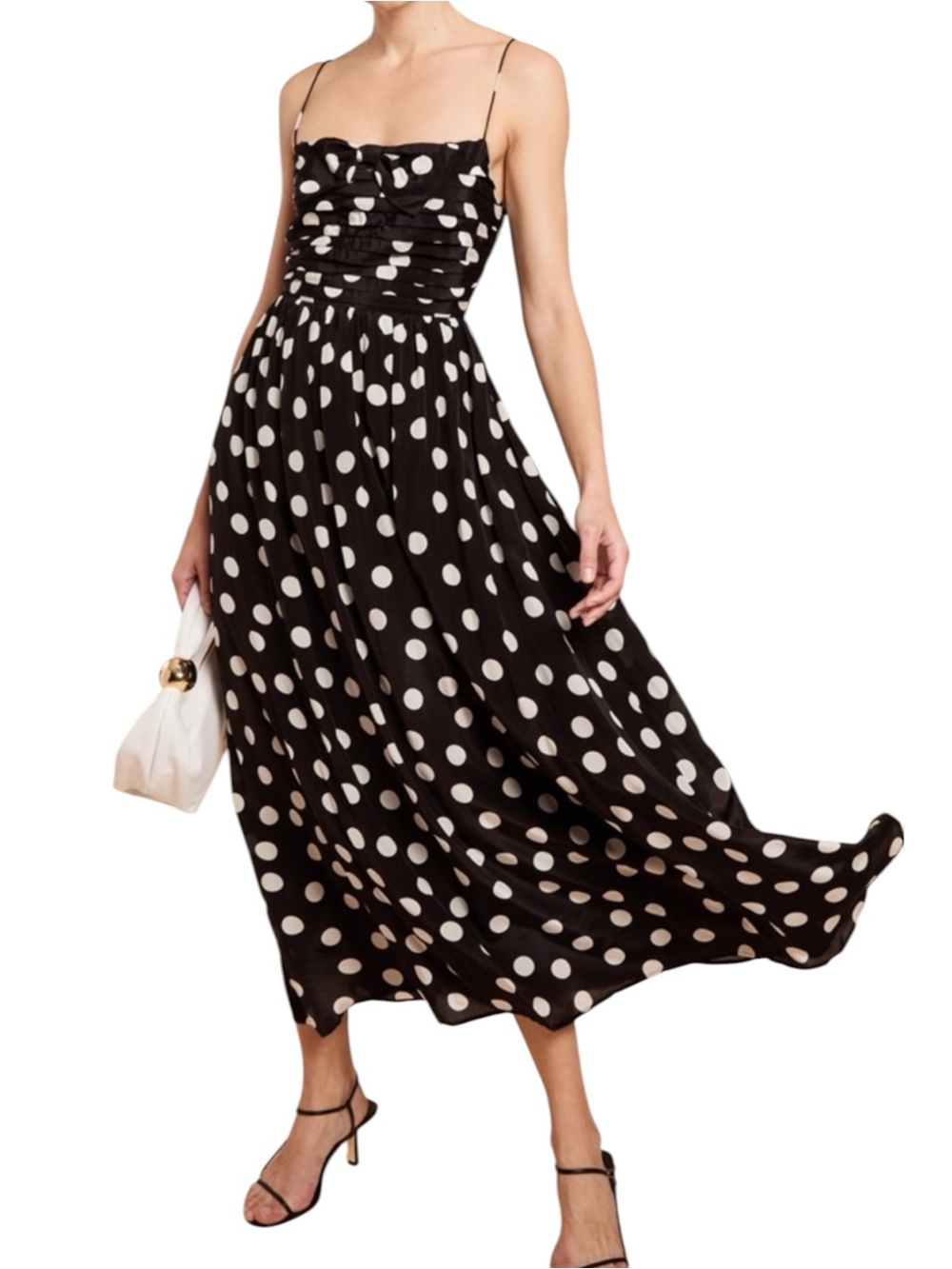 Few Moda Kourt Sabella Dress Polka Dot Spaghetti Strap Maxi Black & White NWT